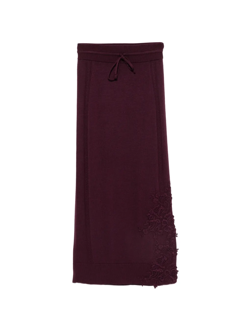 Ermanno Scervino lace-embellished drawstring midi skirt Paars