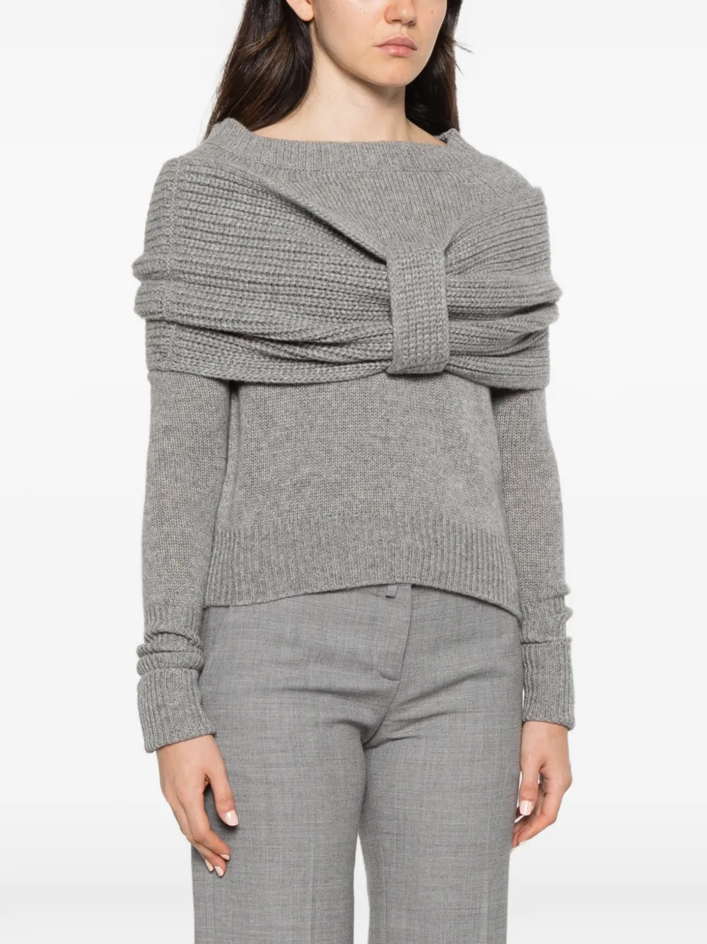 Ermanno Scervino bow-detail knitted sweater Grijs
