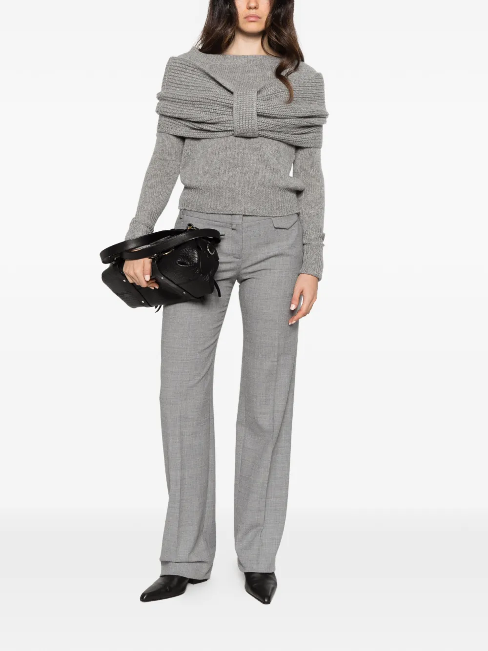 Ermanno Scervino bow-detail knitted sweater Grijs