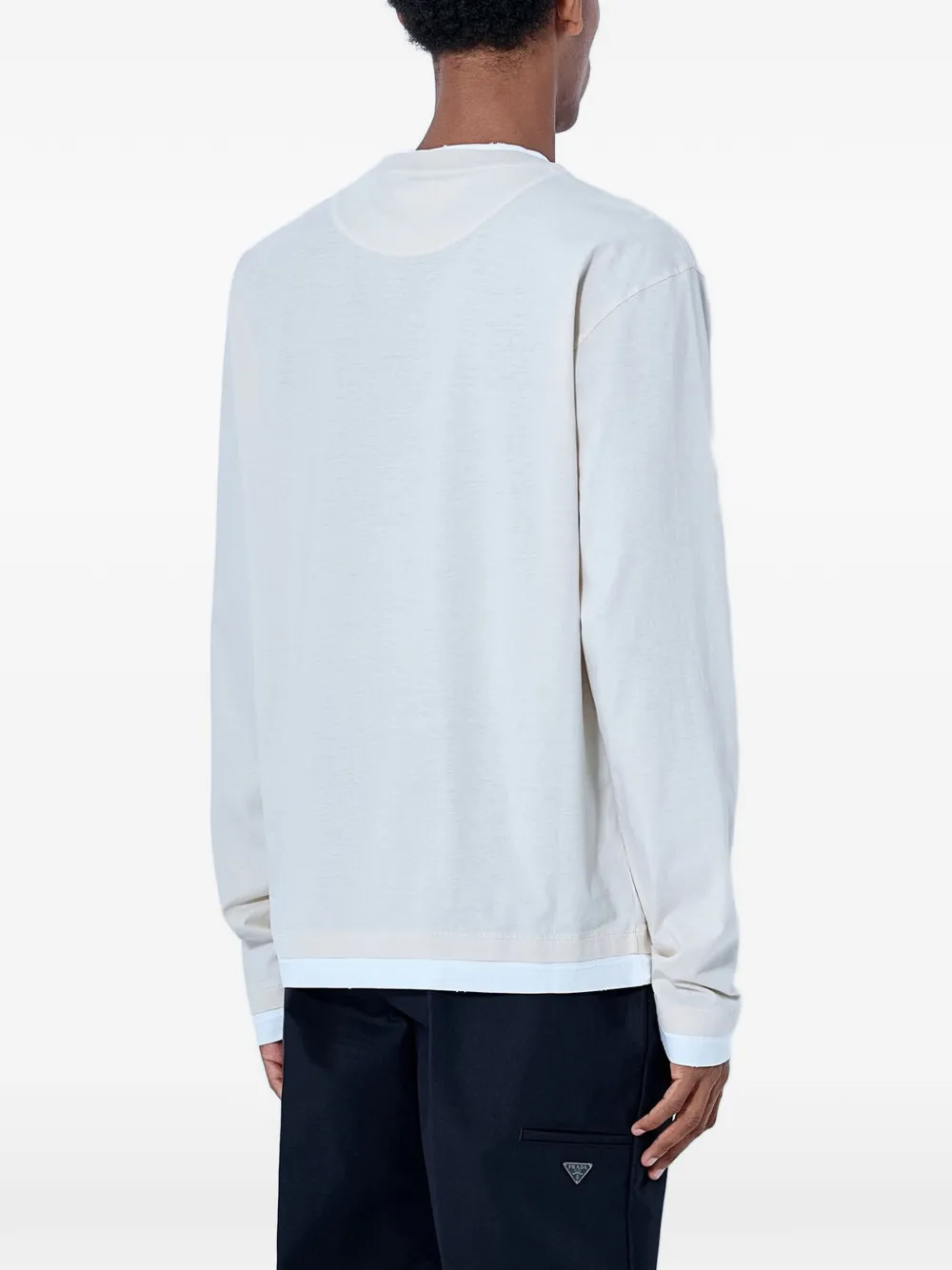 Prada long-sleeved cotton T-shirt Beige