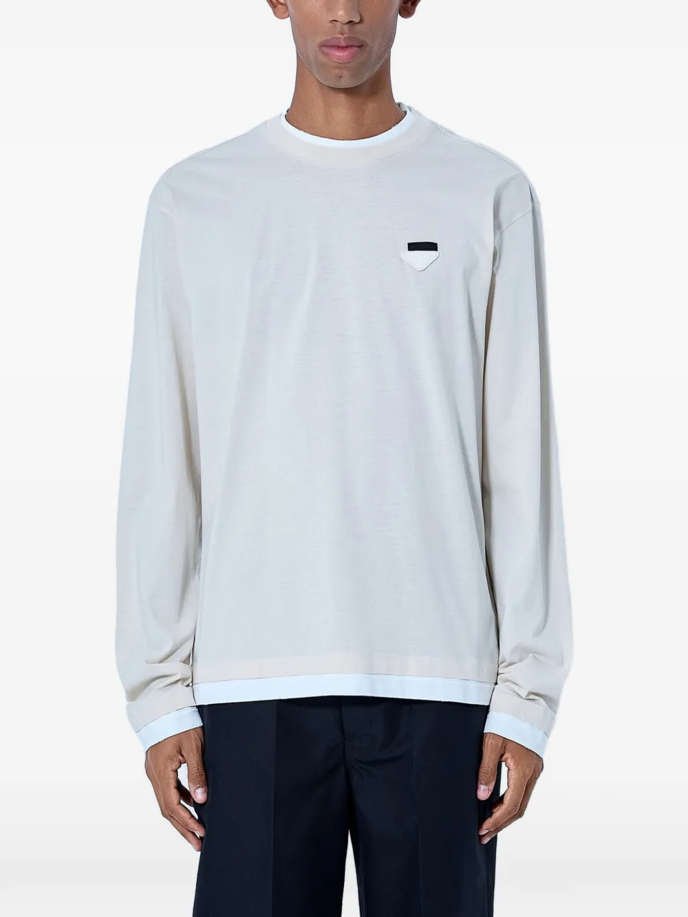 Prada long-sleeved cotton T-shirt Beige