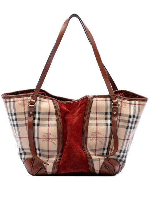 Burberry Pre-Owned 2000-2017 Small Haymarket Check Coated Canvas Suede Panel Canterbury tote bag
