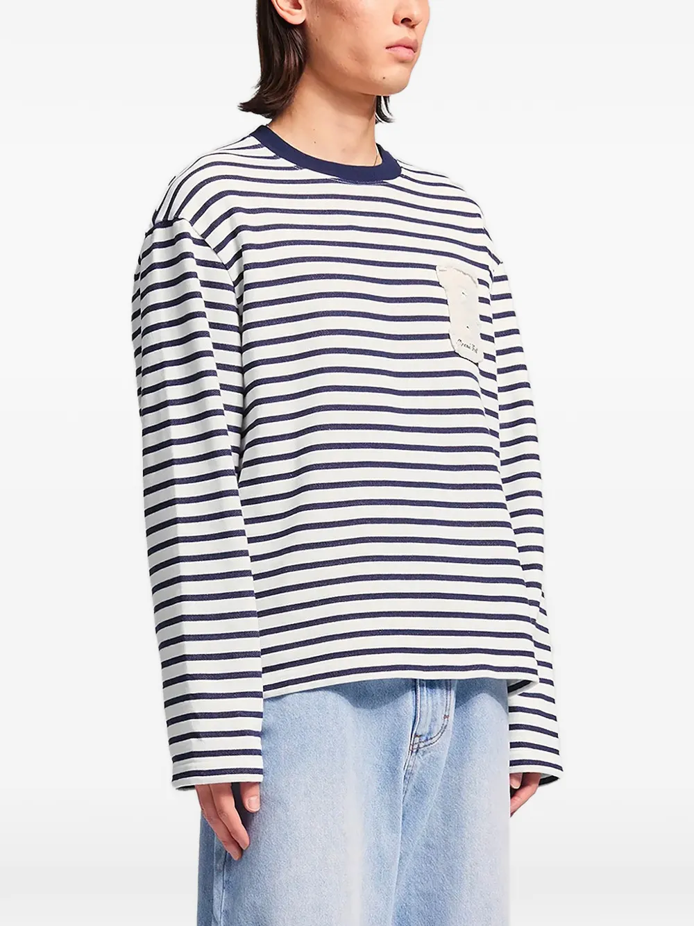 Bram s Fruit Varsity gestreept T-shirt met logo-patch Wit