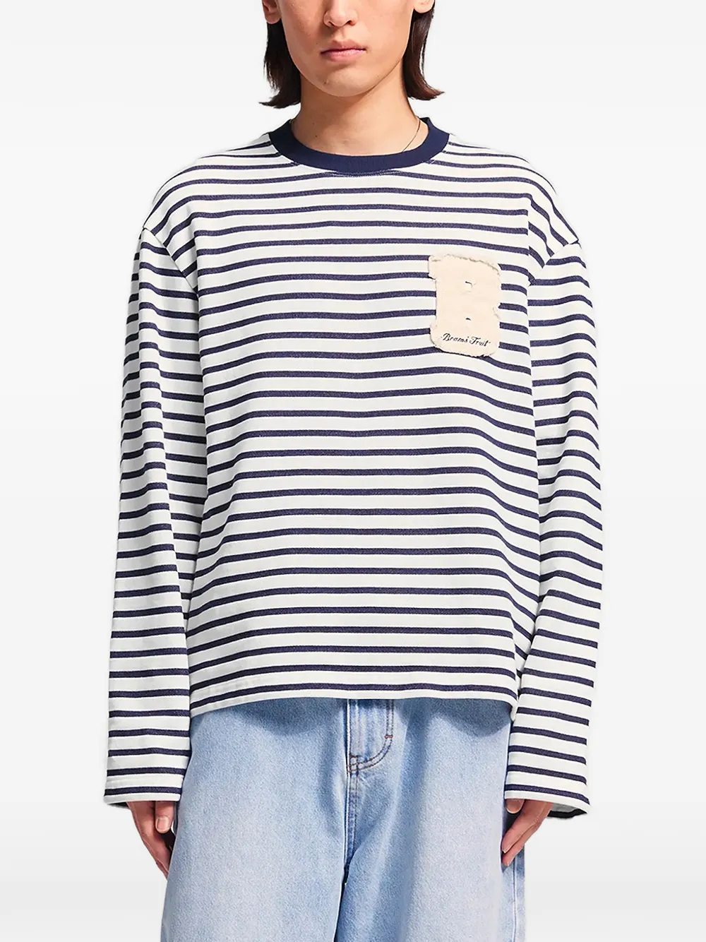 Bram s Fruit Varsity gestreept T-shirt met logo-patch Wit