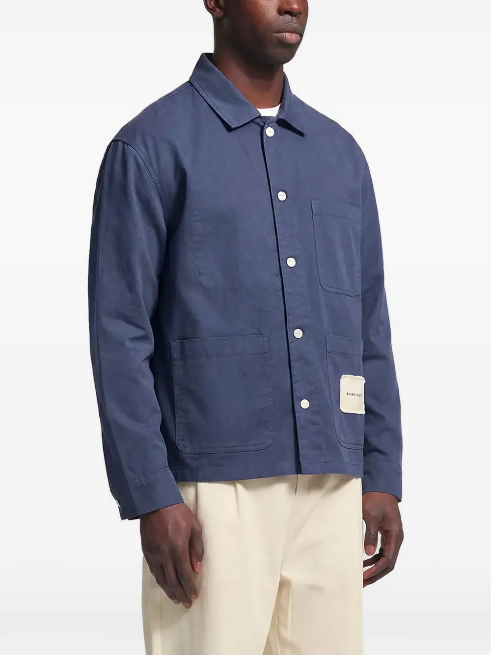 Bram s Fruit Katoenen shirtjack in werkstijl Blauw