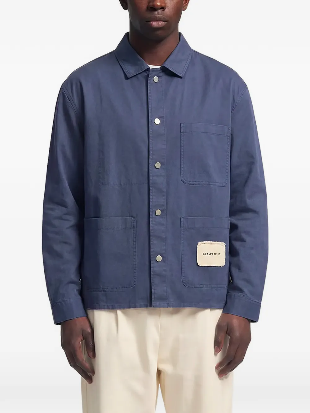 Bram s Fruit Katoenen shirtjack in werkstijl Blauw