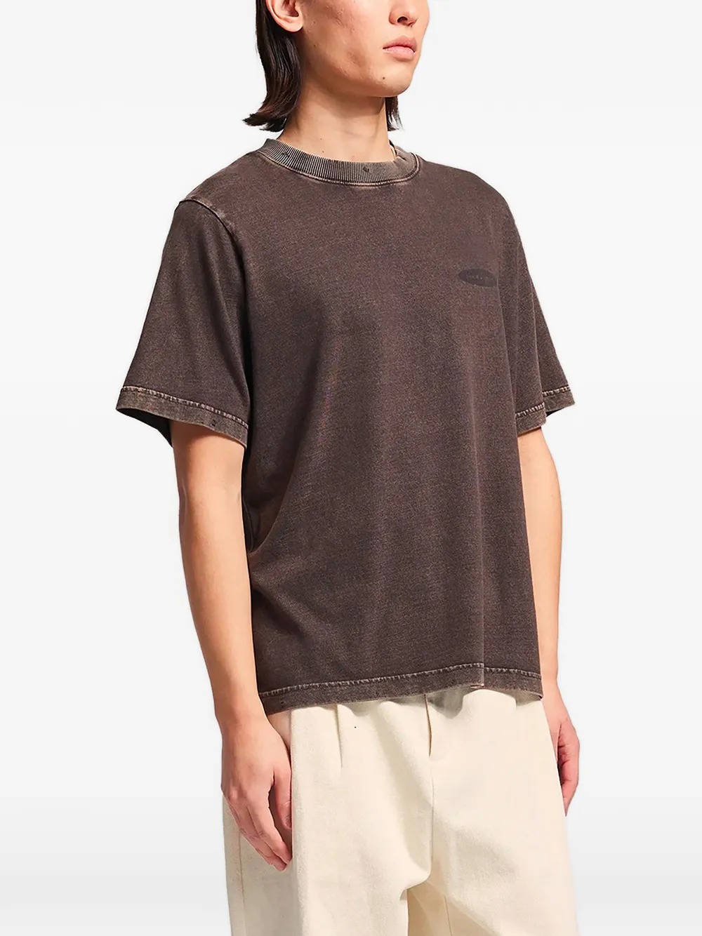 Bram s Fruit Gerafeld T-shirt met tekst Bruin