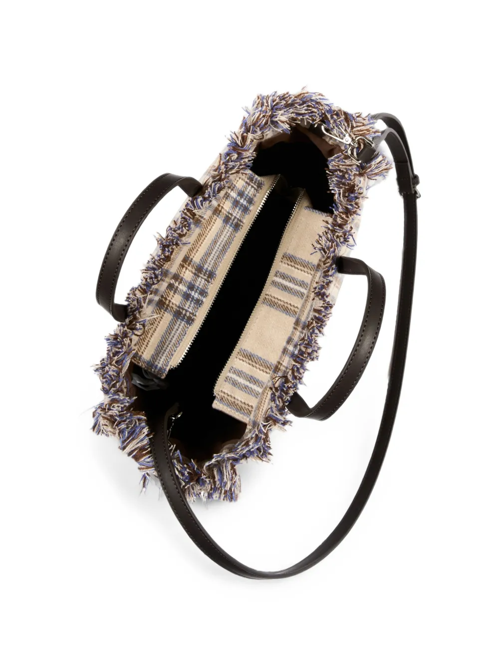 MC2 Saint Barth Kids Colette geruite shopper met franjes Beige