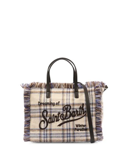 MC2 Saint Barth Kids Colette check fringed tote bag