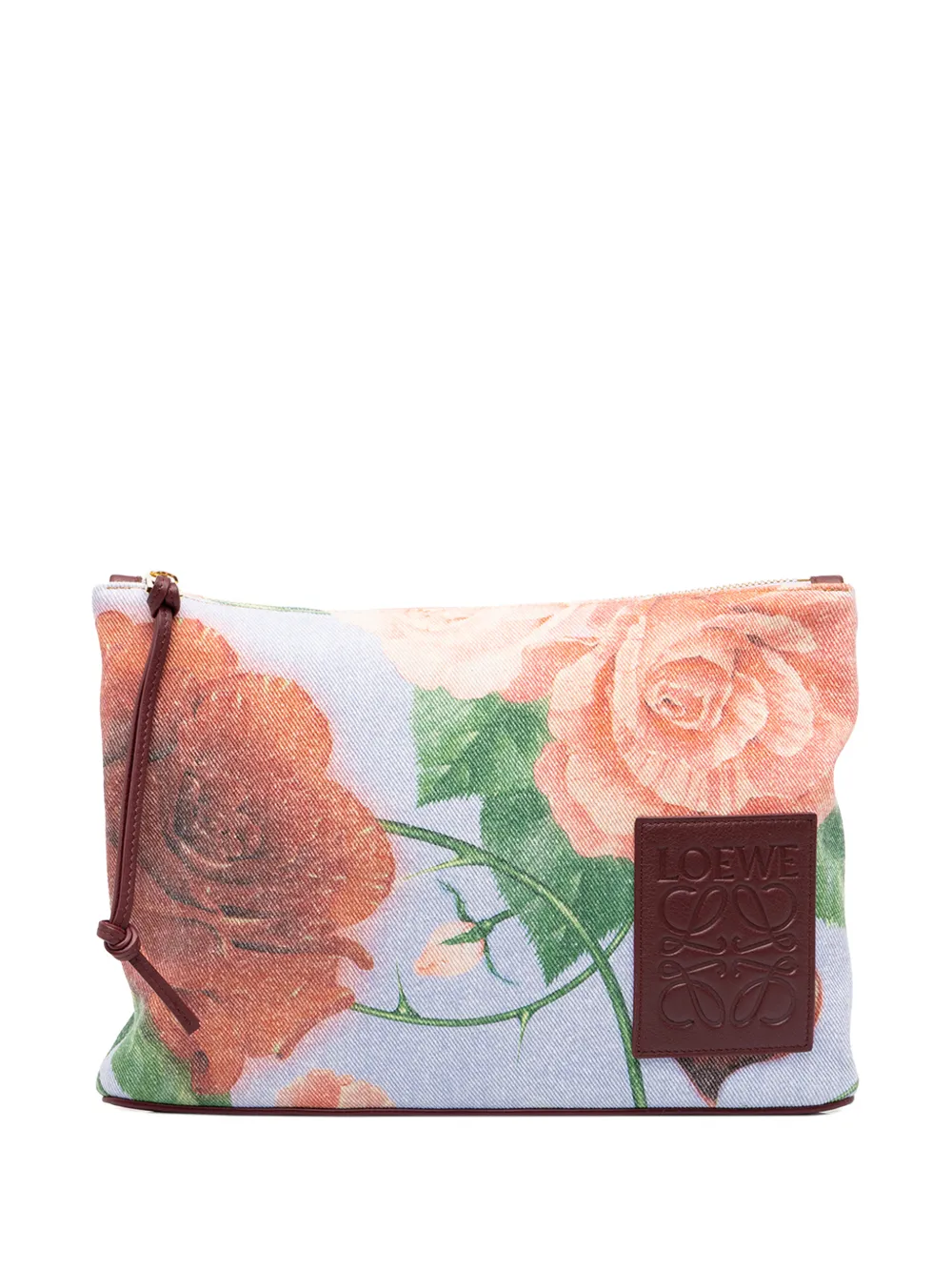 Loewe Pre-Owned pochette Paulas Ibiza en toile à imprimé roses (2023) - Bleu Loewe Pre-Owned pochette Paulas Ibiza en toile à imprimé roses (2023) - Bleu