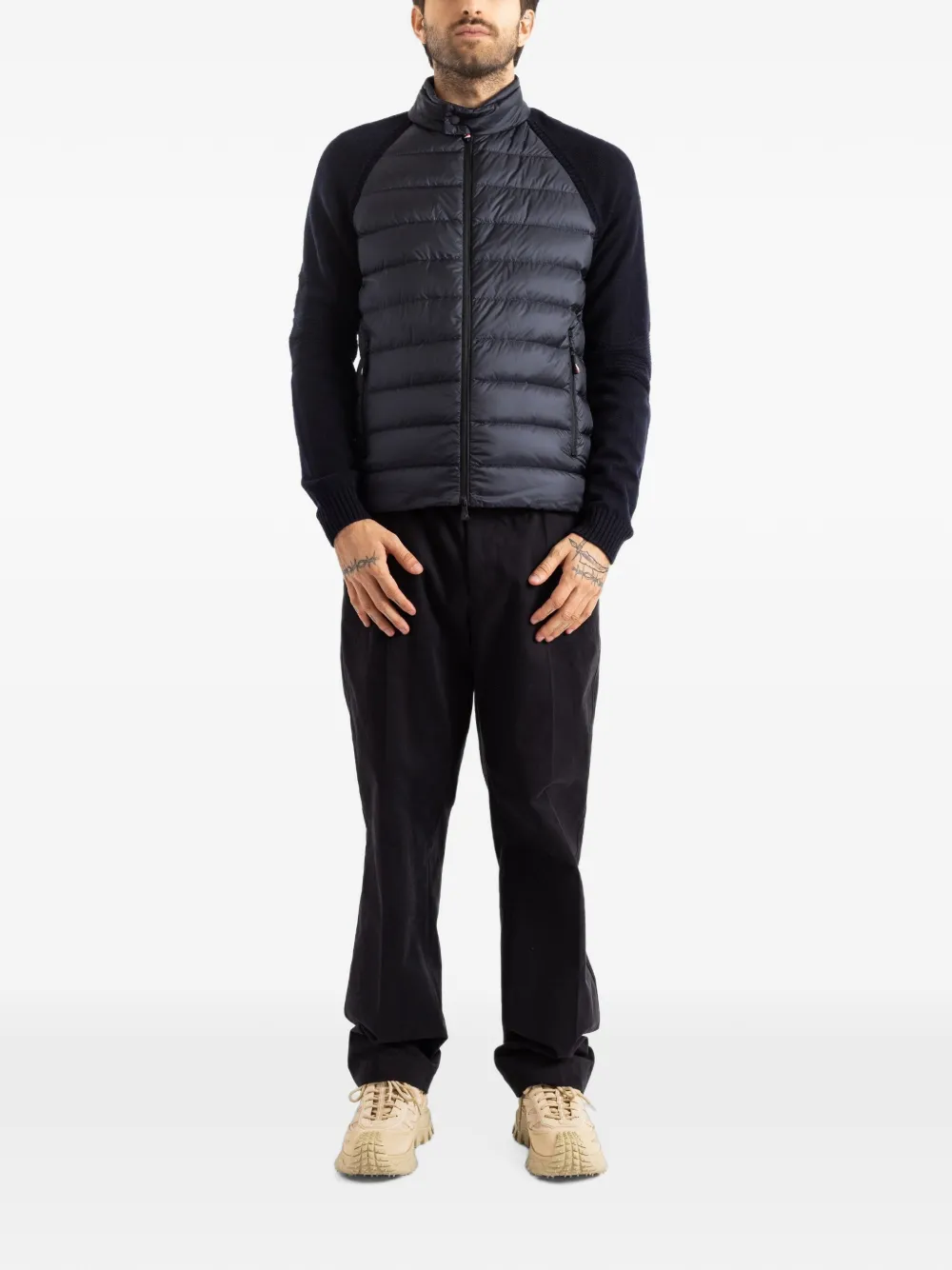 Moncler Grenoble quilted panelled jacket Blauw