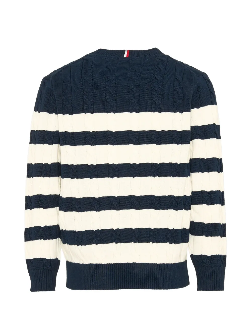 Tommy Hilfiger Junior Gestreepte kabelgebreide trui Blauw