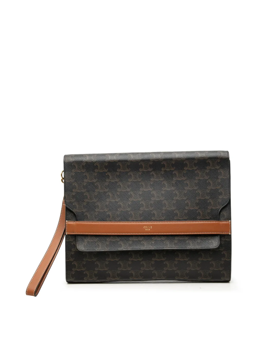 Celine Pre-Owned pochette Triomphe Coated Canvas Wristlet Flap (2022) - Marron Celine Pre-Owned pochette Triomphe Coated Canvas Wristlet Flap (2022) - Marron