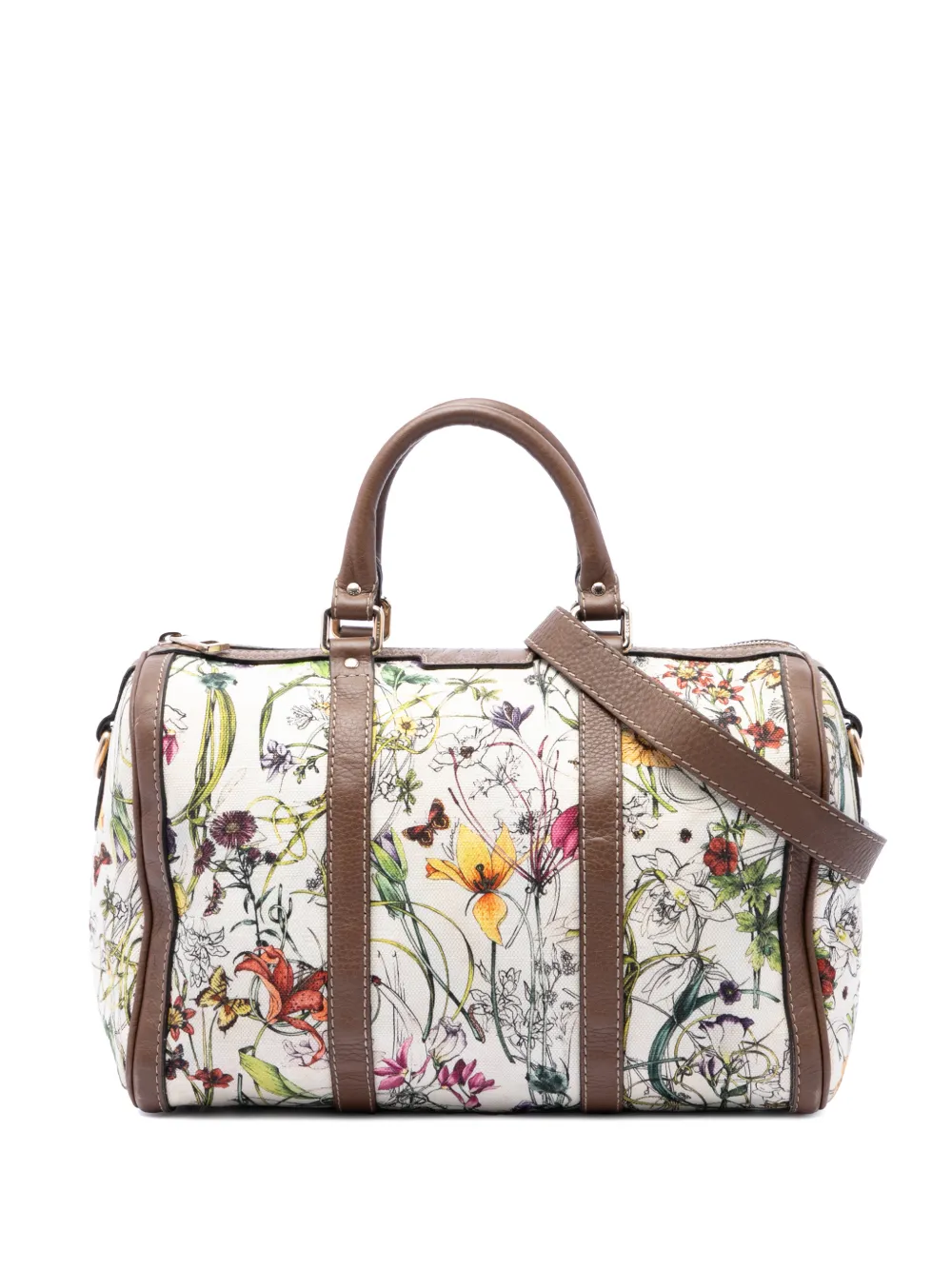 Gucci Pre-Owned 2016-2026 mittelgroße Flora Joy Boston Satchel-Tasche aus Canvas - Weiß