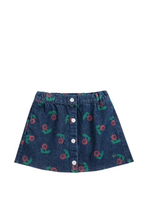 Bobo Choses Stamp Bloom floral-print denim skirt