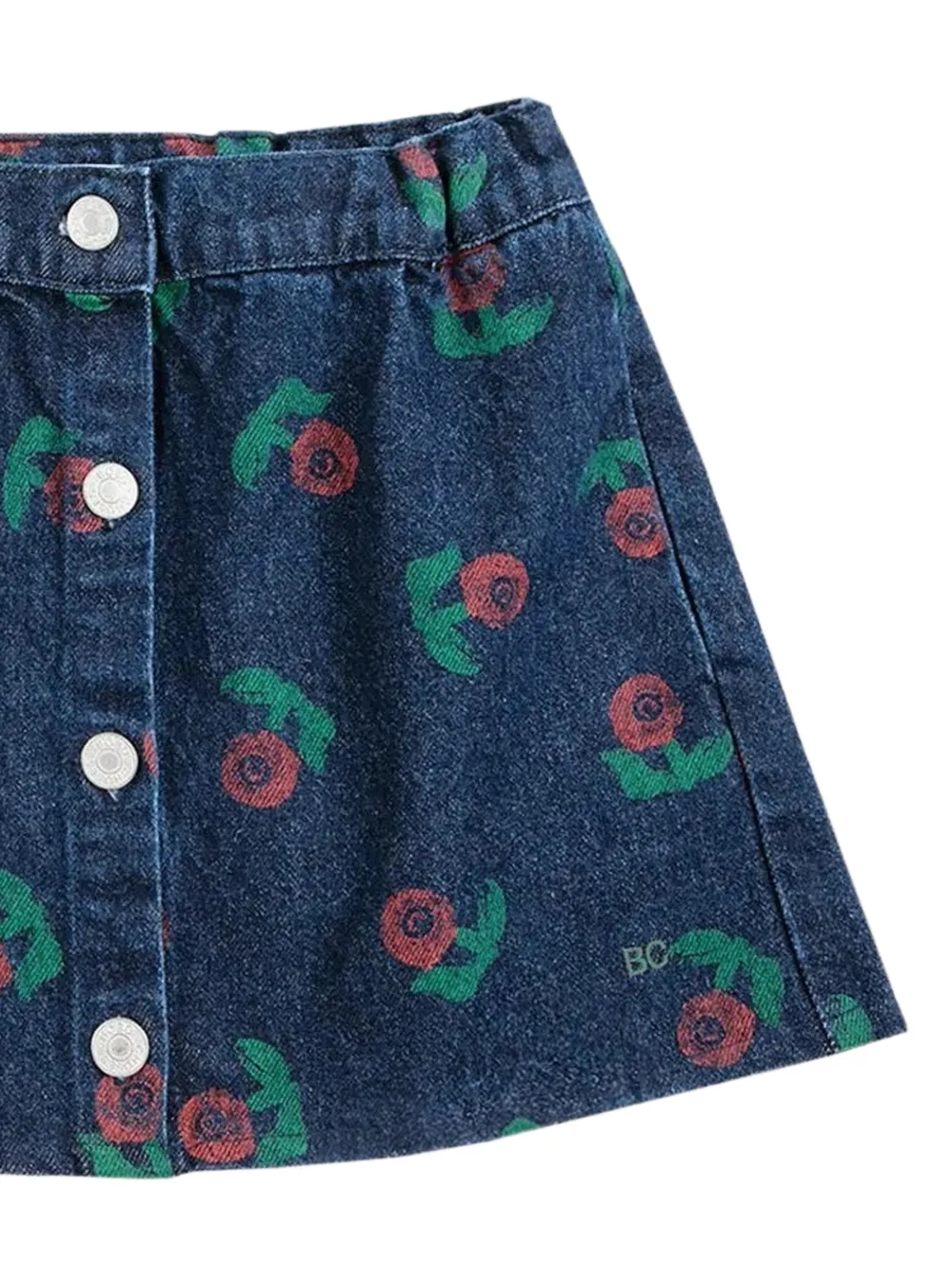 Bobo Choses Stamp Bloom floral-print denim skirt Blauw