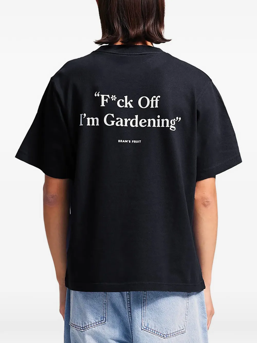 Bram s Fruit F*ck Off I'm Gardening T-shirt met logo-patch en tekst Zwart