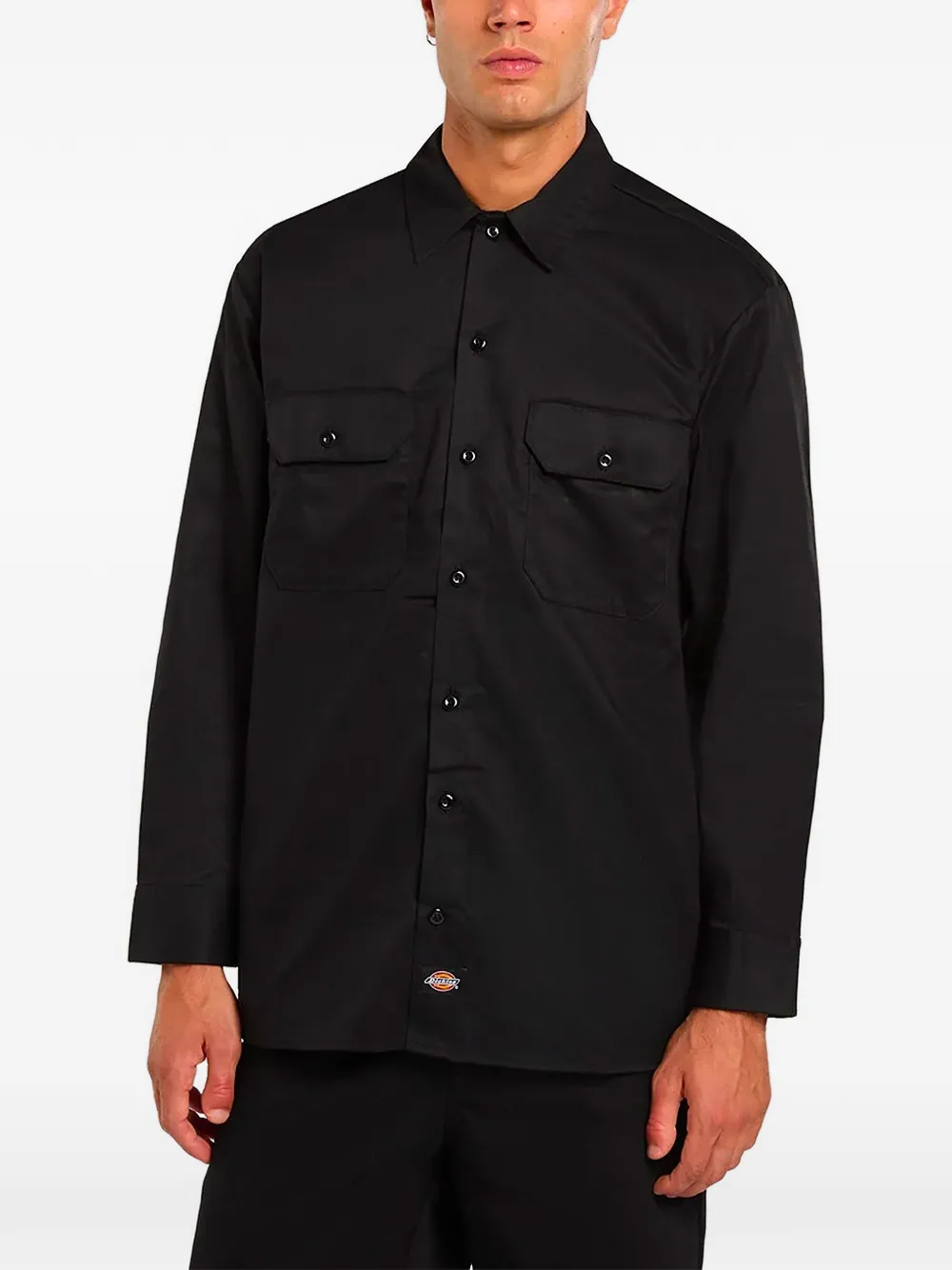 DICKIES Werkoverhemd met lange mouwen en logo-patch Zwart