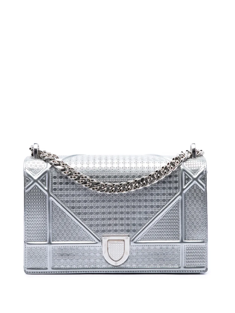 Christian Dior Pre-Owned 2015 Microcannage Patent Diorama crossbody bag - Argento