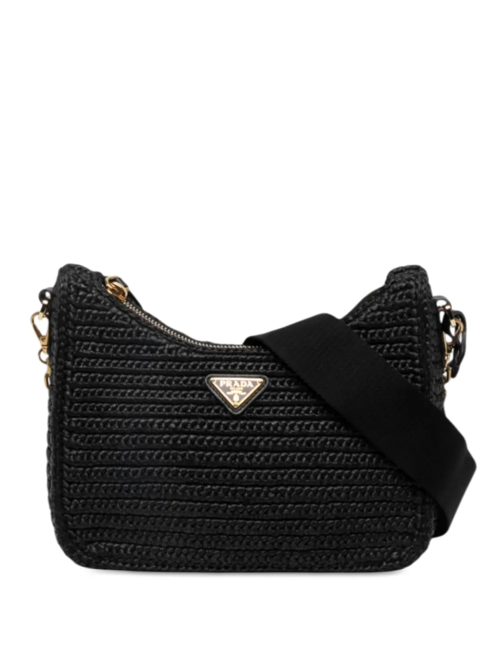 Prada Pre-Owned 2019-2026 Yarn Effect Raffia Crochet Re Edition 2005 satchel - Nero