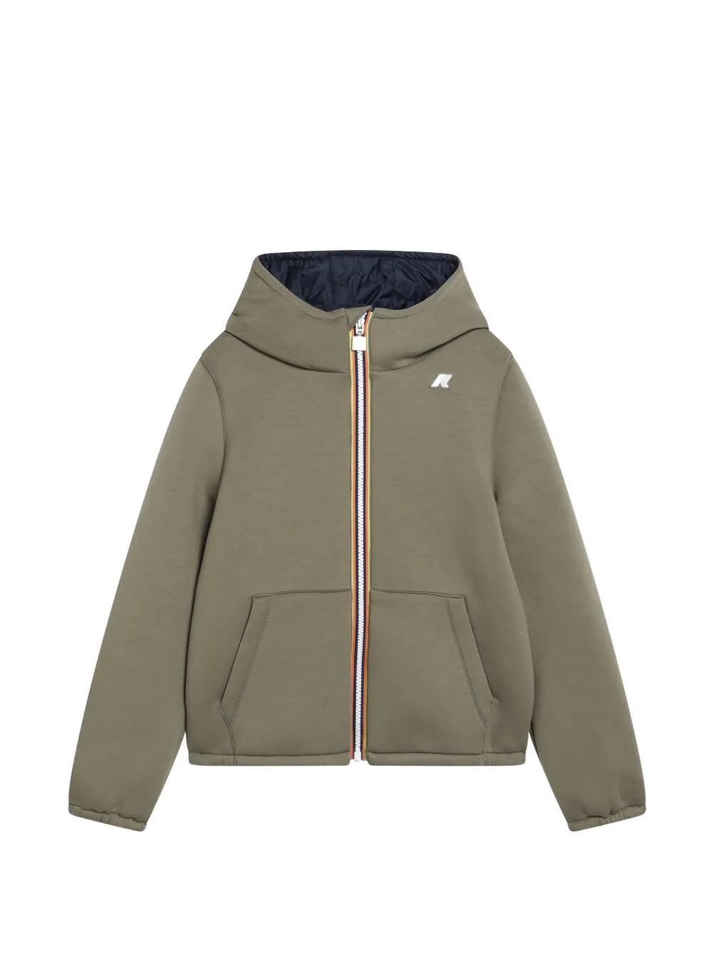 K-Way logo-patch reversible hooded jacket - Verde