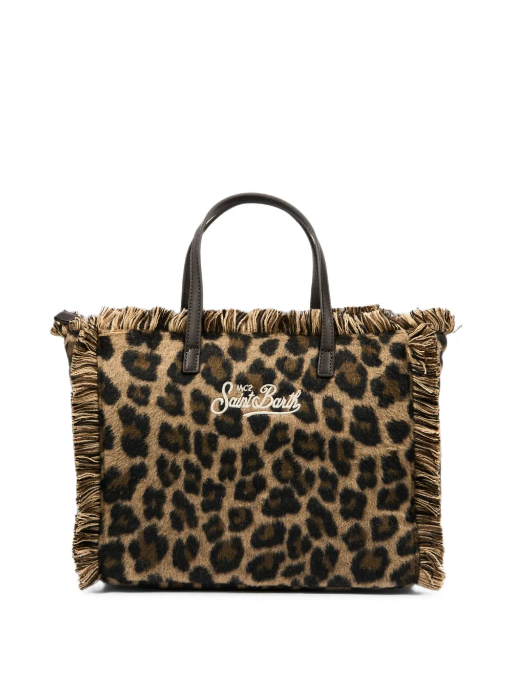 MC2 Saint Barth Colette shopper met luipaard-print en franje Bruin