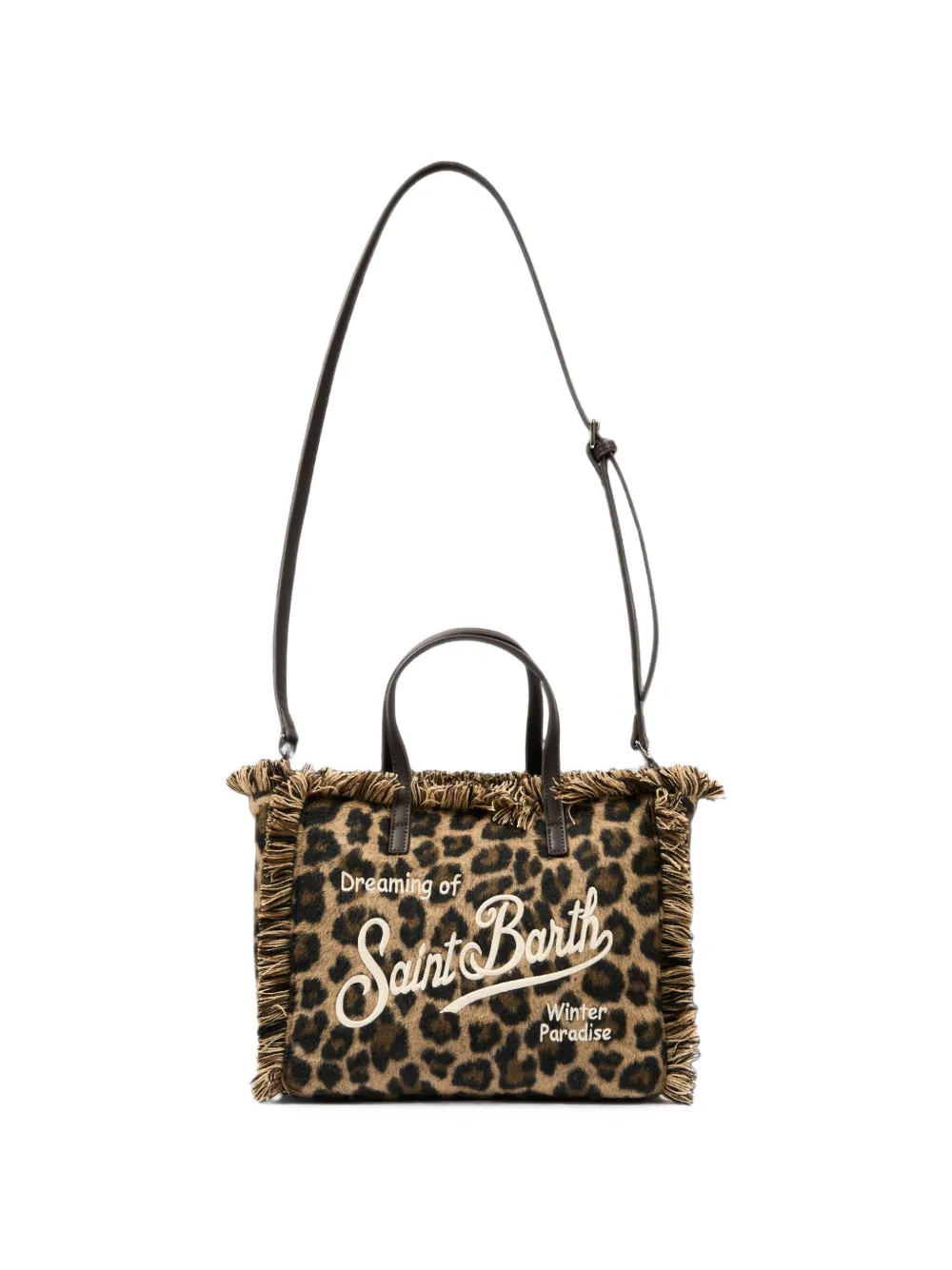 MC2 Saint Barth Colette shopper met luipaard-print en franje Bruin