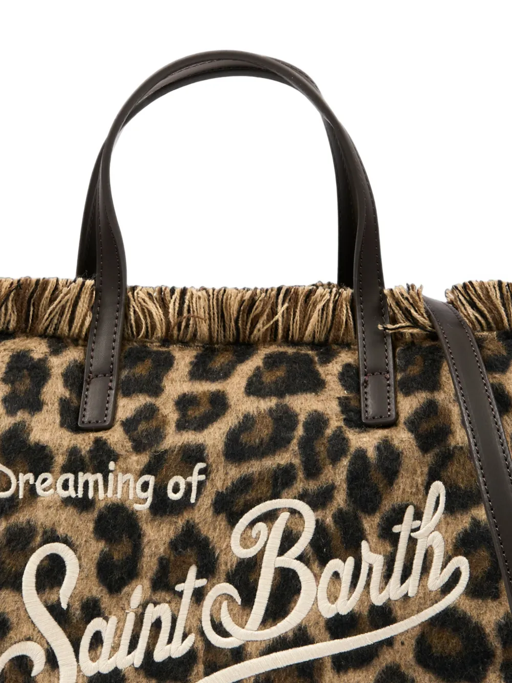 MC2 Saint Barth Colette shopper met luipaard-print en franje Bruin