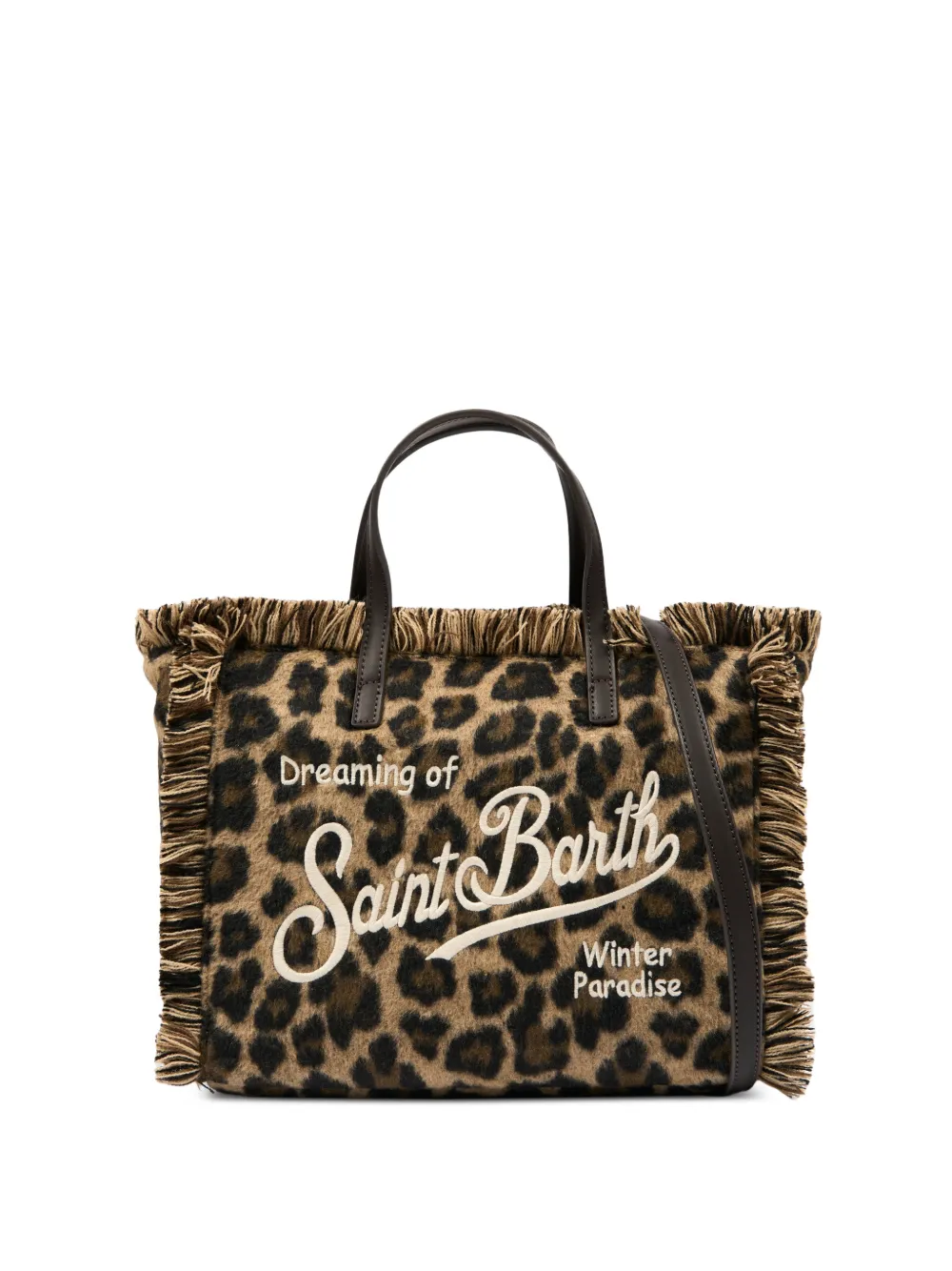 MC2 Saint Barth Colette shopper met luipaard-print en franje Bruin