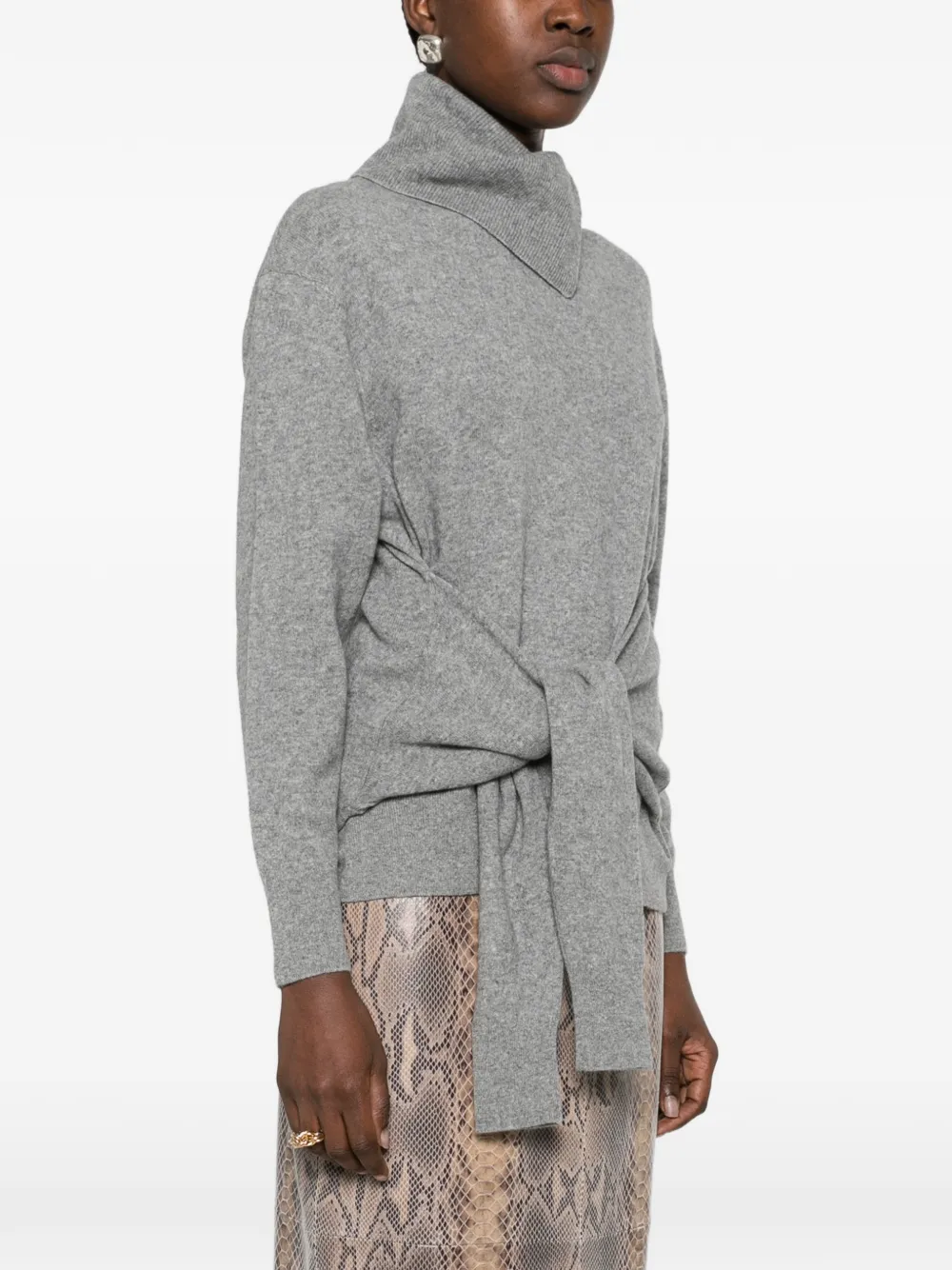 Lanvin knotted-sleeve button-neck sweater Grijs