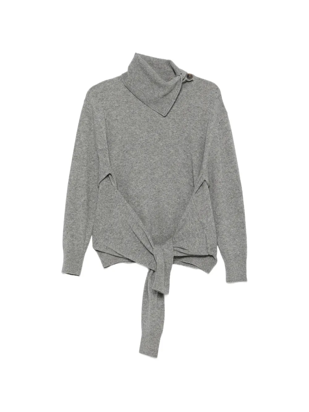 Lanvin knotted-sleeve button-neck sweater Grijs