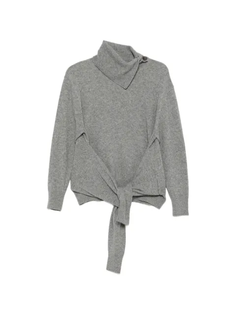 Lanvin knotted-sleeve button-neck sweater