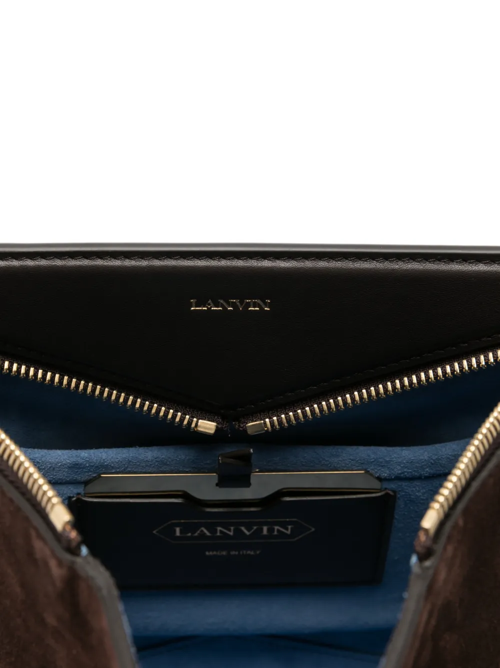 Lanvin suede-panelled zipped shoulder bag Bruin