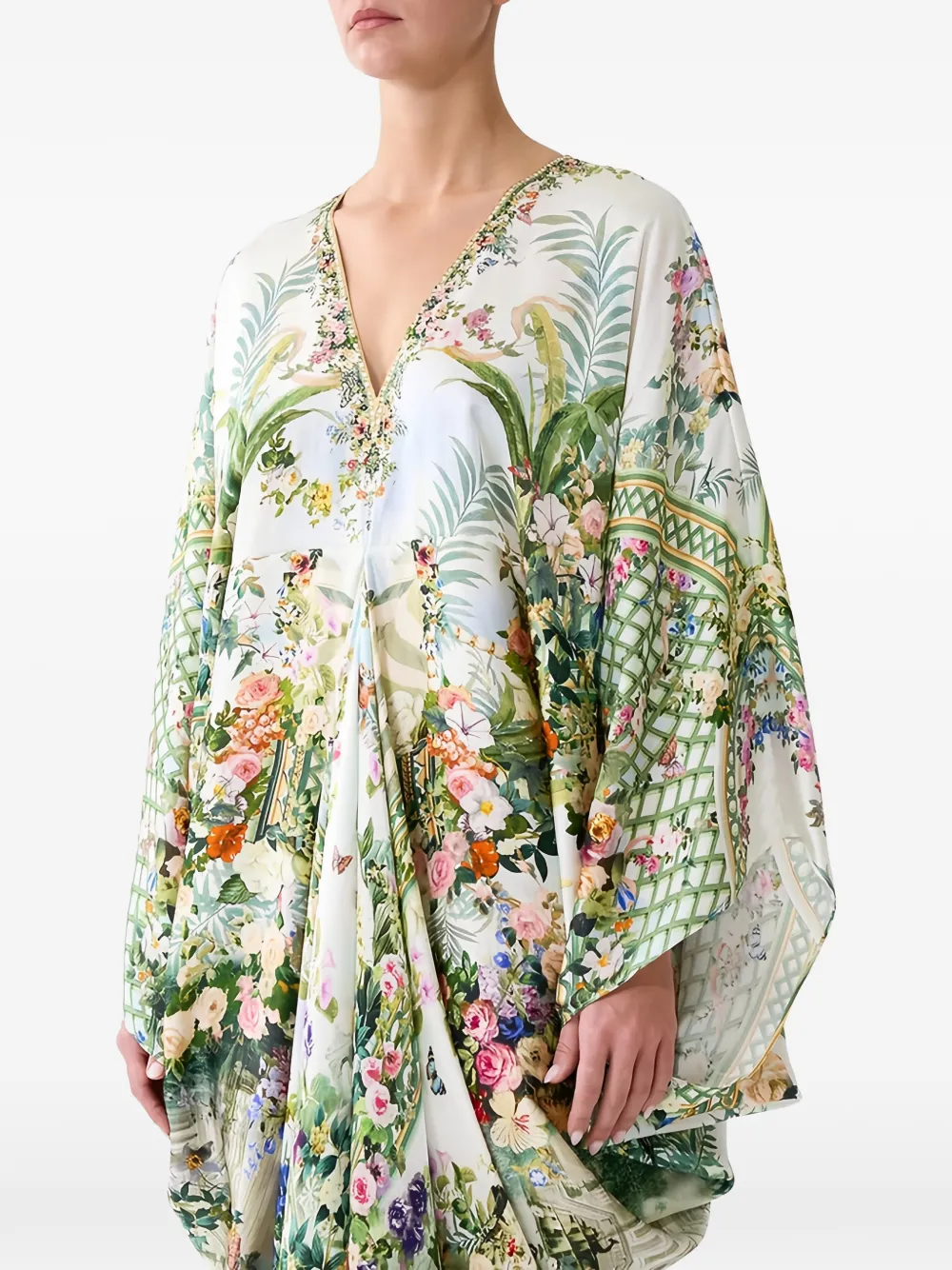 Camilla floral-print crystal-embellished maxi dress Wit