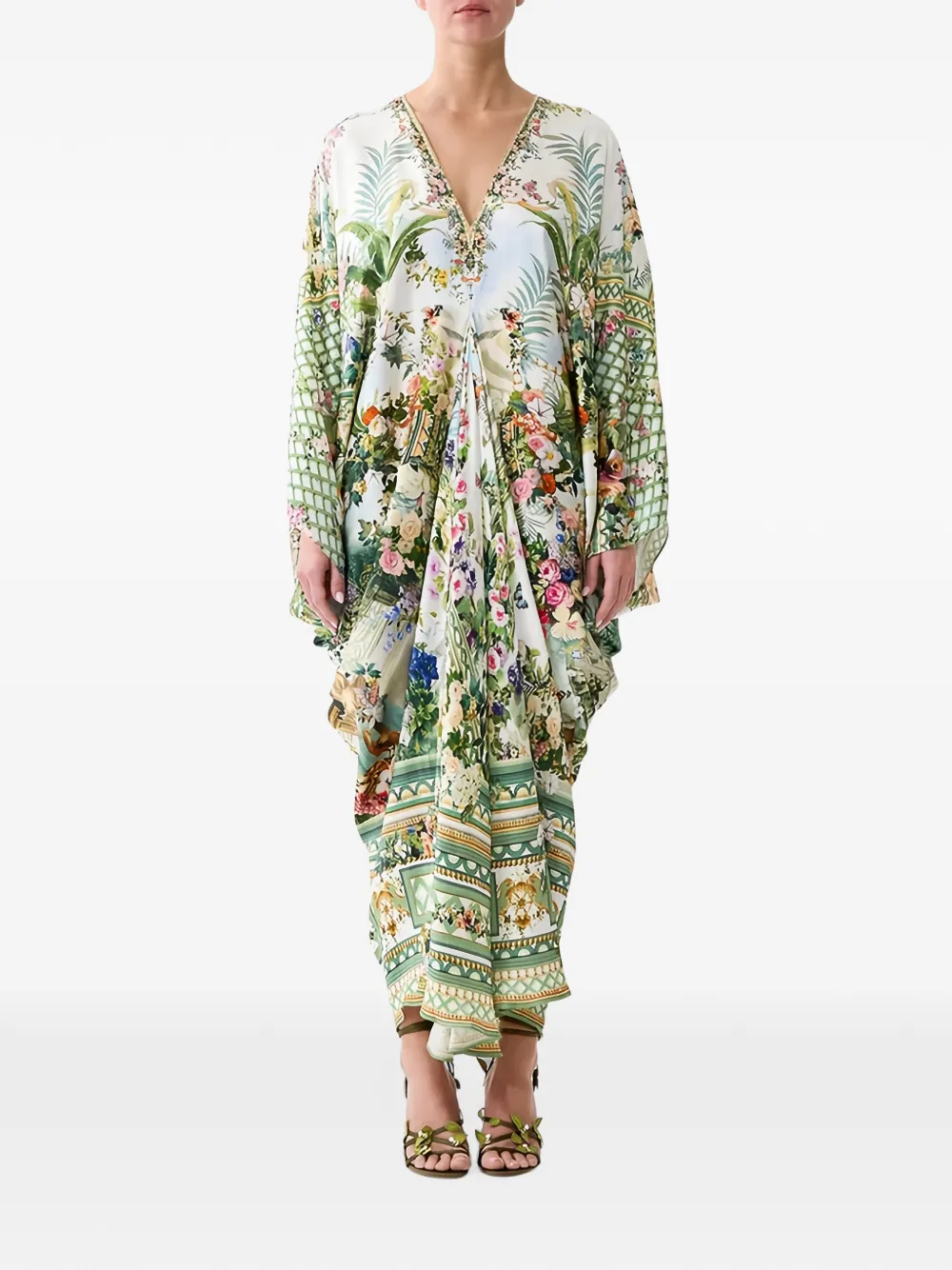 Camilla floral-print crystal-embellished maxi dress Wit