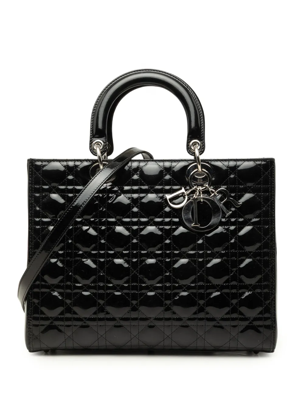 Christian Dior Pre-Owned 2011 Large Patent Cannage Lady Dior satchel - Schwarz