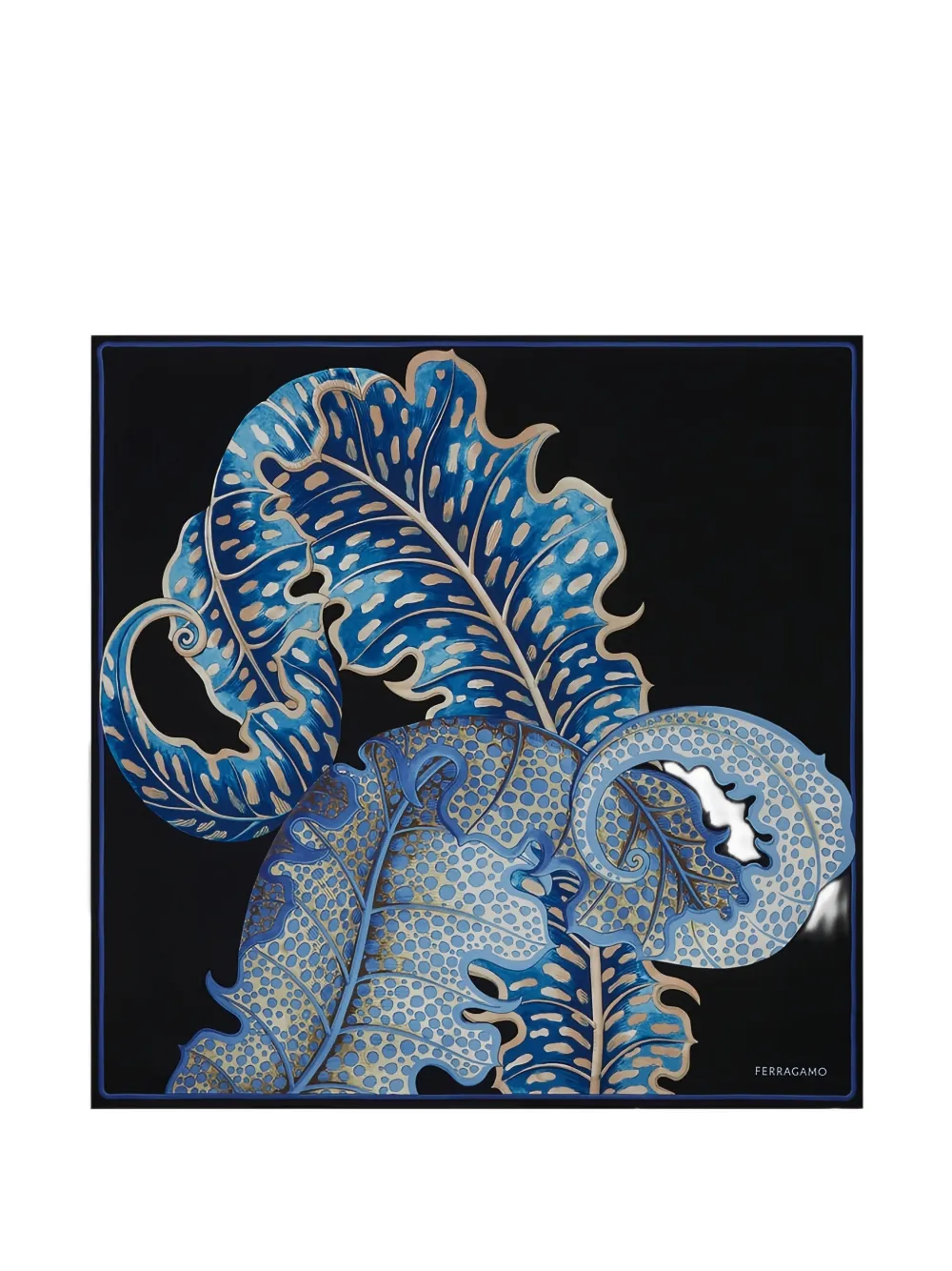 Ferragamo foliage-print silk scarf - Nero