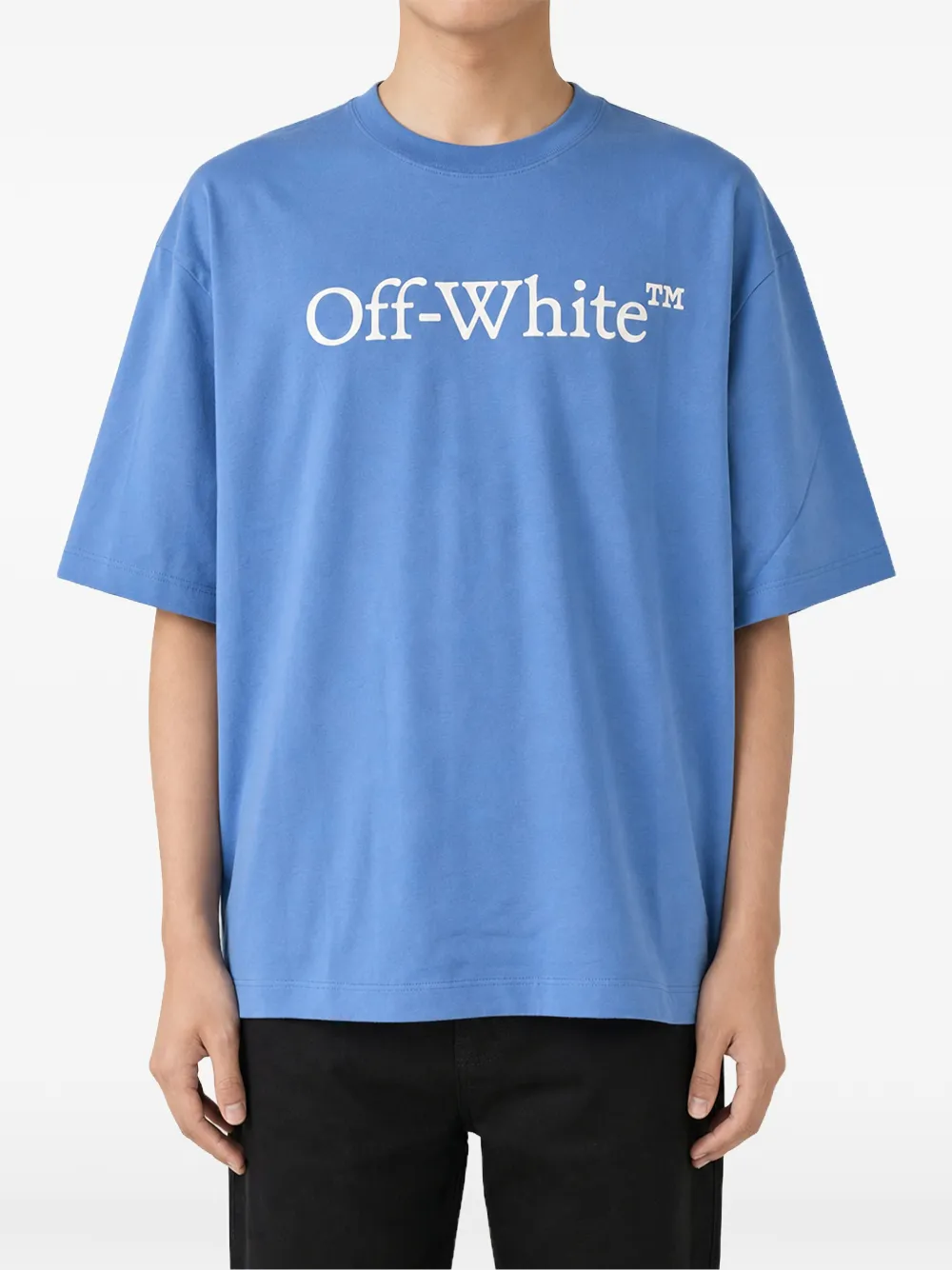 Off-White logo-print oversized T-shirt - Blu
