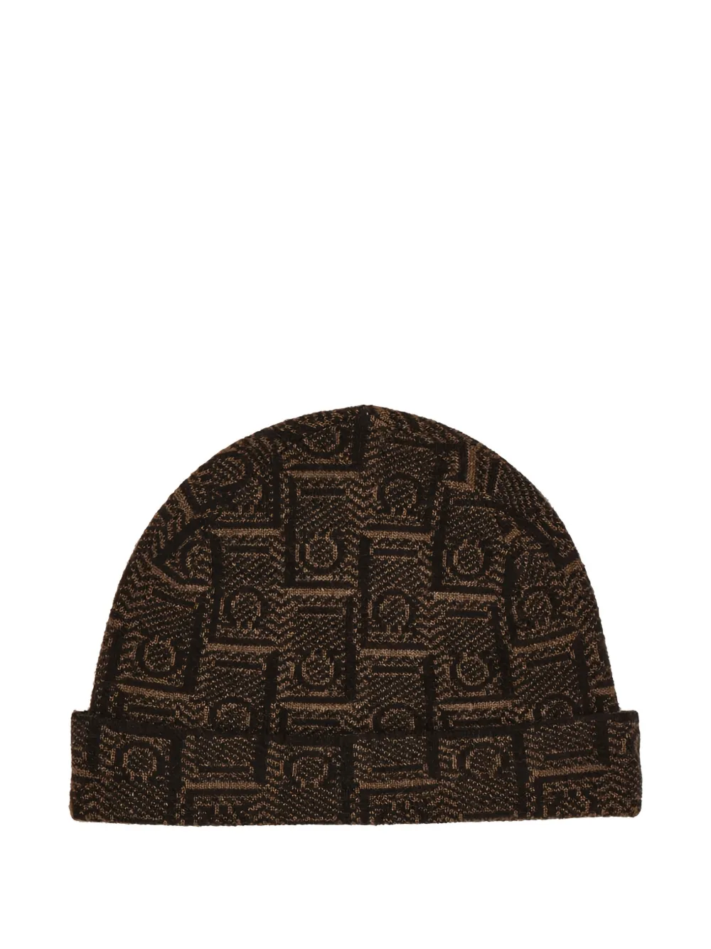 Ferragamo Gancini jacquard beanie hat - Marron Ferragamo Gancini jacquard beanie hat - Marron