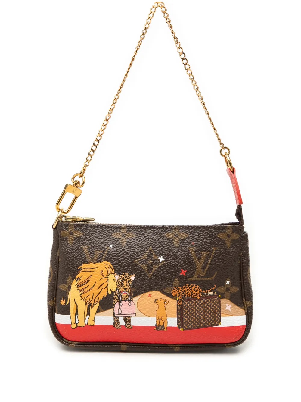 Louis Vuitton Pre-Owned 2018 Monogram Cats Christmas Animation Mini Pochette Accessories shoulder bag - Braun