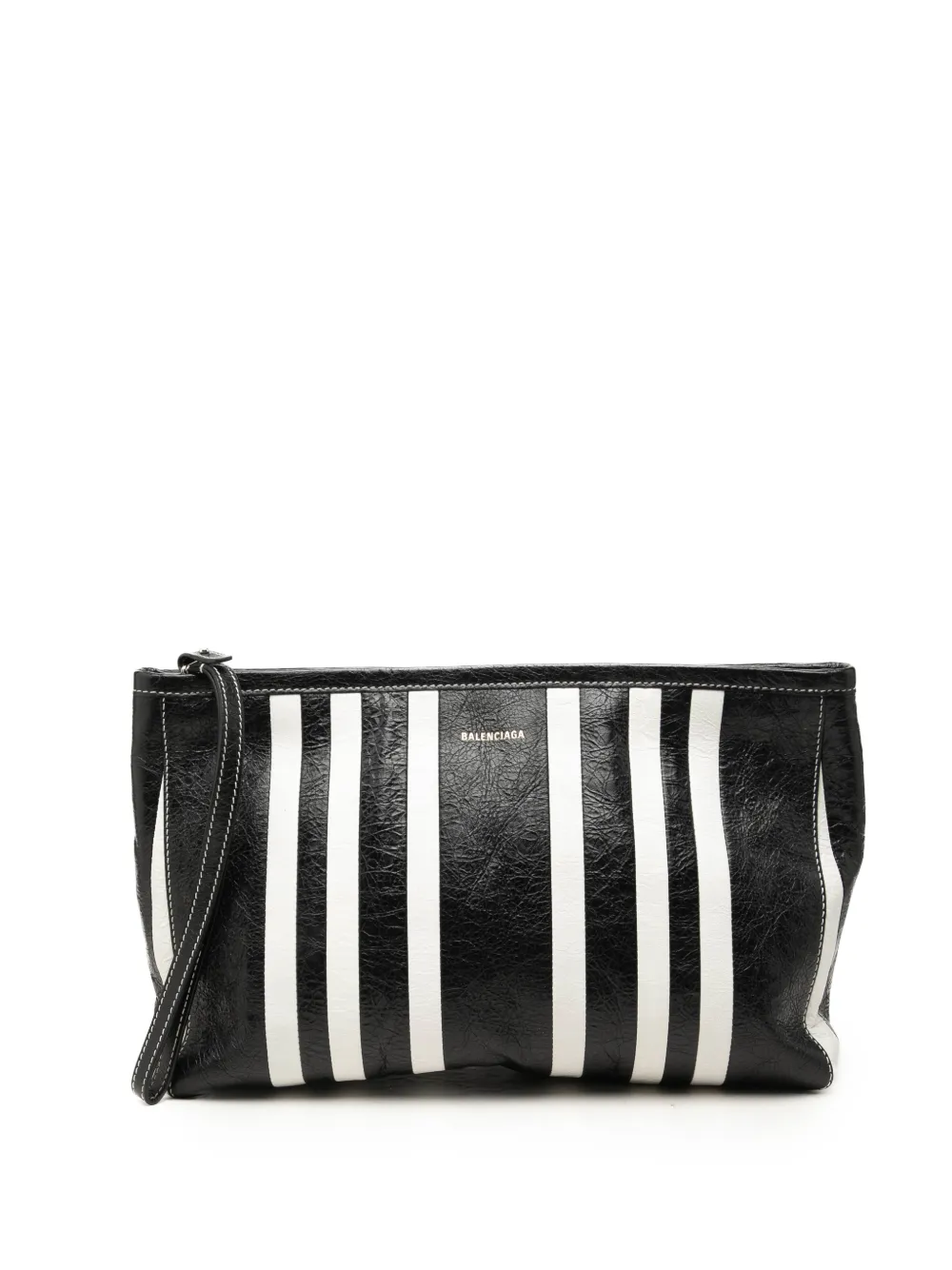 Balenciaga Pre-Owned 2021 kleine Barbes Patwork Clutch aus Lammleder mit Streifen - Schwarz