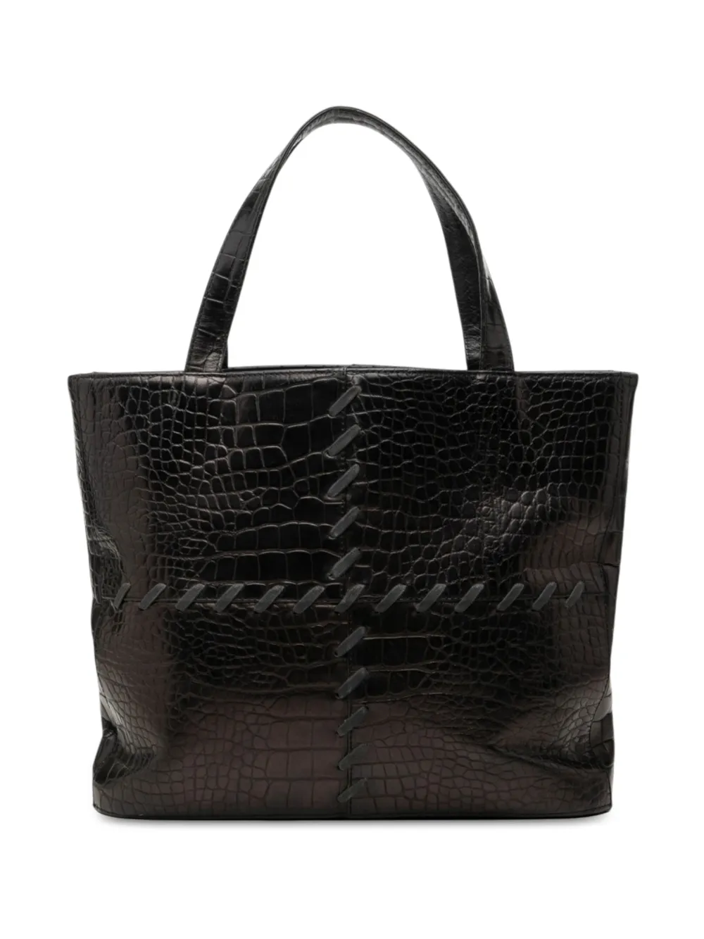 Saint Laurent Pre-Owned cabas en cuir embossé à effet croco (XXe siècle) - Noir