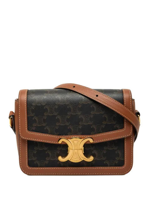 Celine Pre-Owned 2022 Teen Triomphe Coated Canvas and Calfskin Triomphe crossbody bag