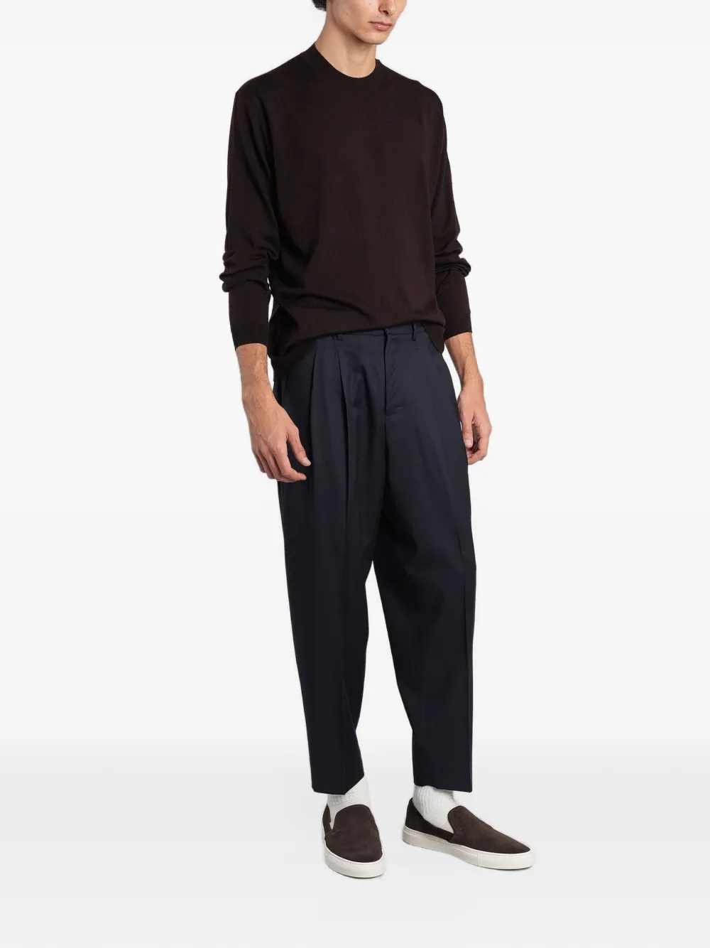 Low Brand K109 crew-neck back-seam sweater Bruin