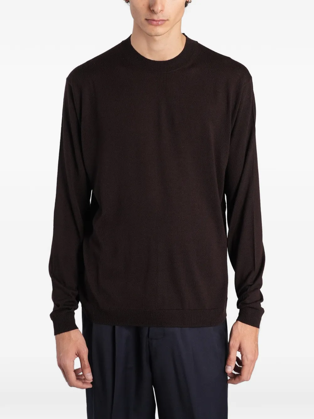 Low Brand K109 crew-neck back-seam sweater Bruin