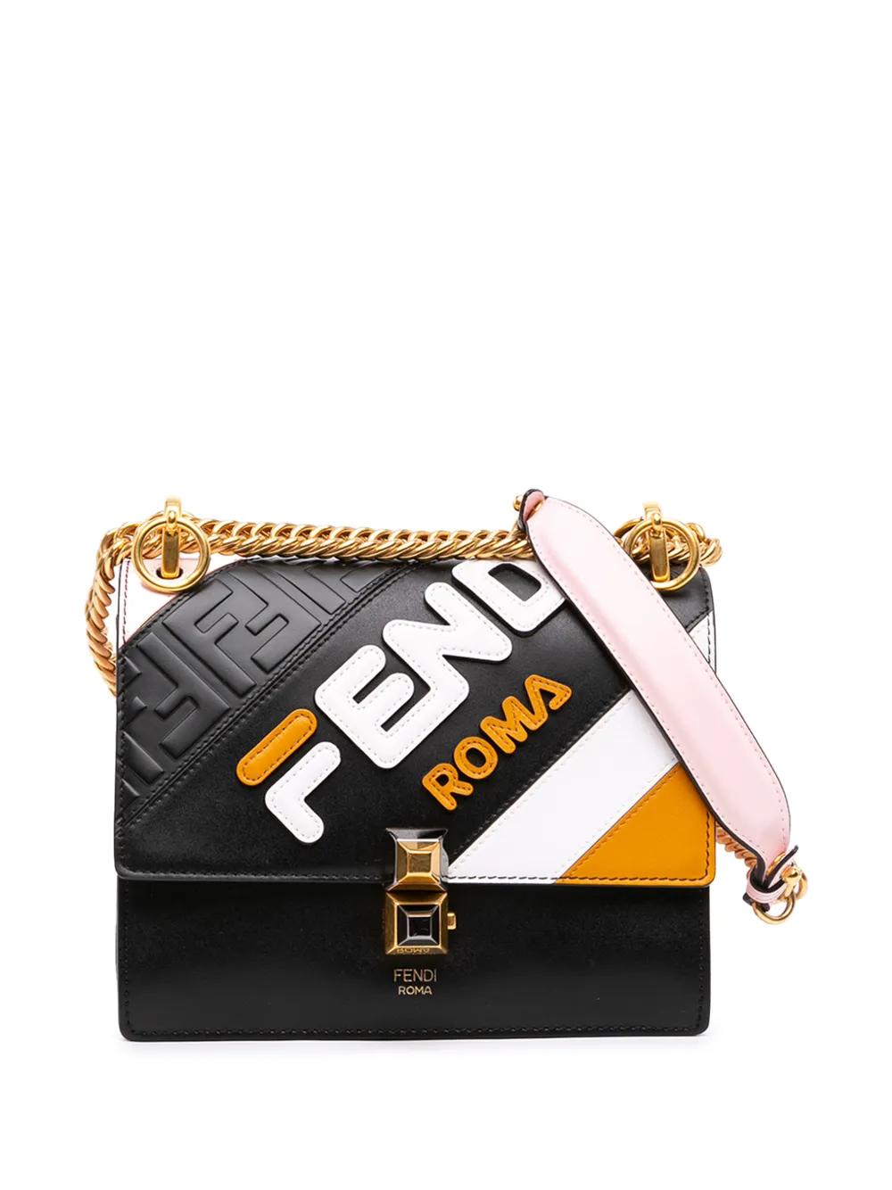 Fendi Pre-Owned 2010-2026 Fila Mania Small Multicolor Zucca Embossed Leather Kan I crossbody bag - Schwarz