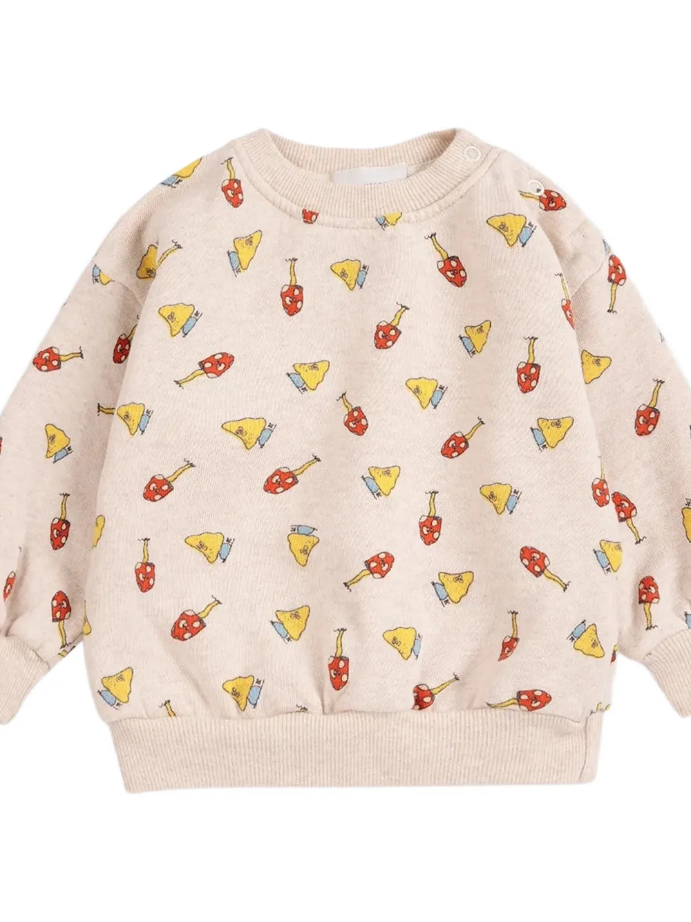 Bobo Choses Mush Monster Duo sweater met paddenstoel-print Beige