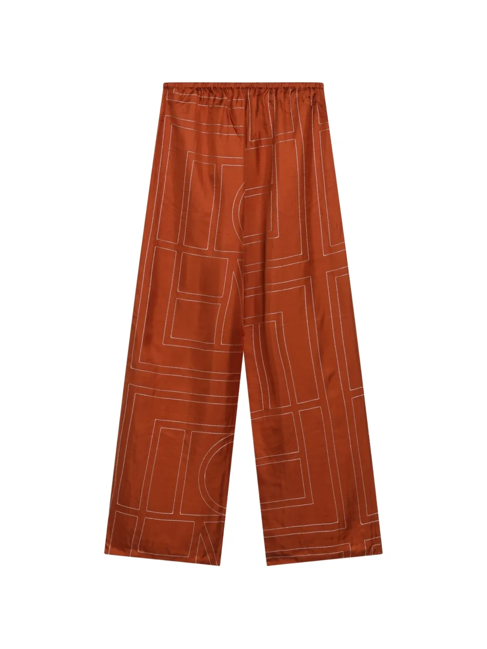 TOTEME Terracotta zijden pyjamabroek met monogram Oranje
