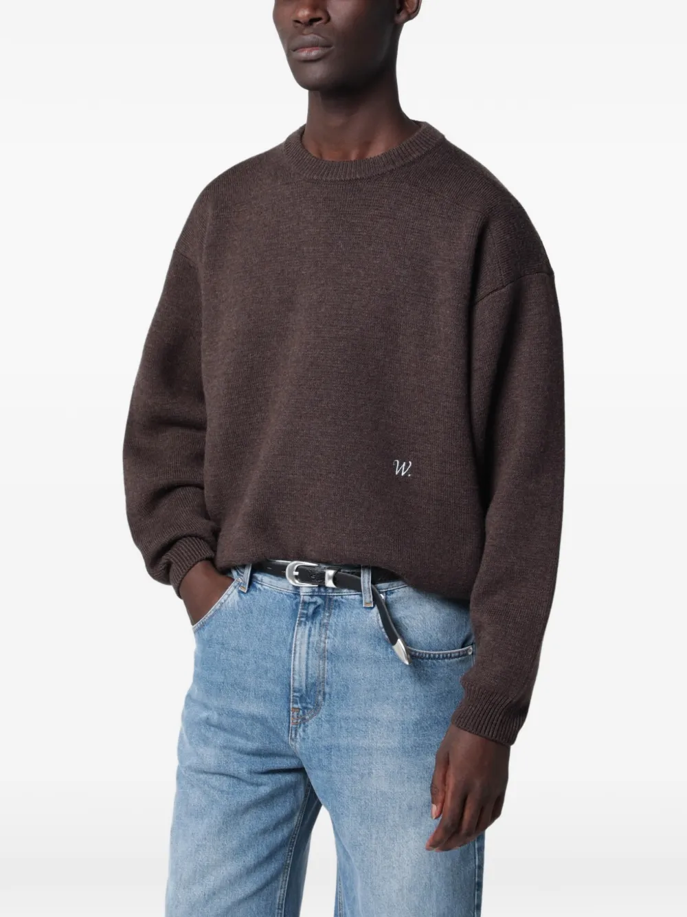 Willy Chavarria embroidered wool sweater - Brown