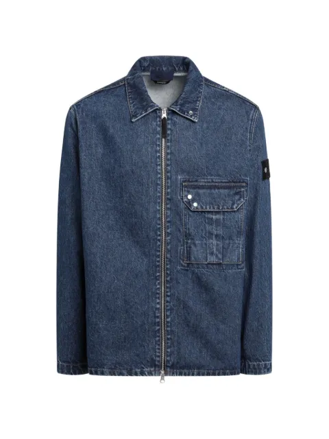 Stone Island logo-patch zip-up denim jacket